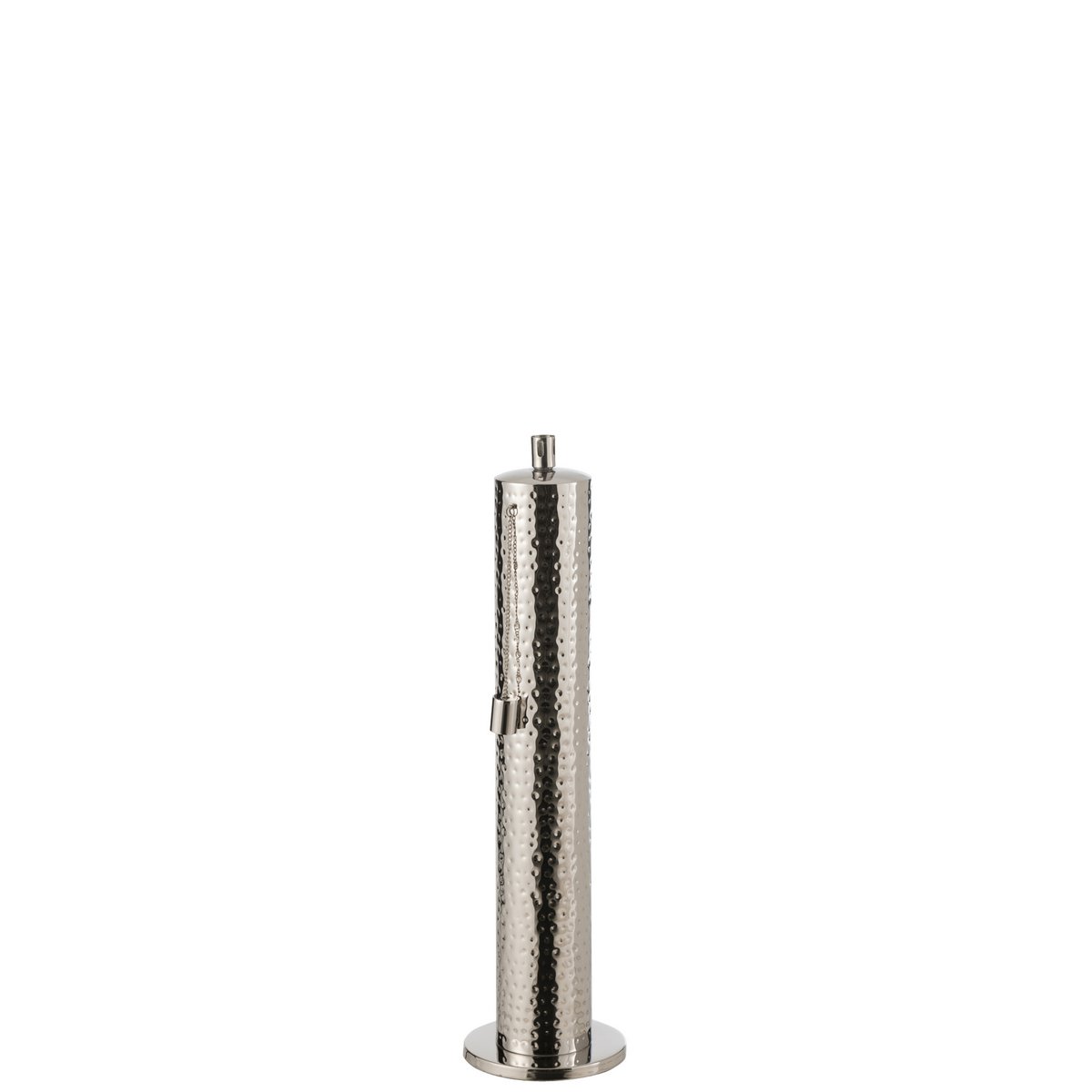 Torche Tiffany en acier inoxydable argenté vue de face