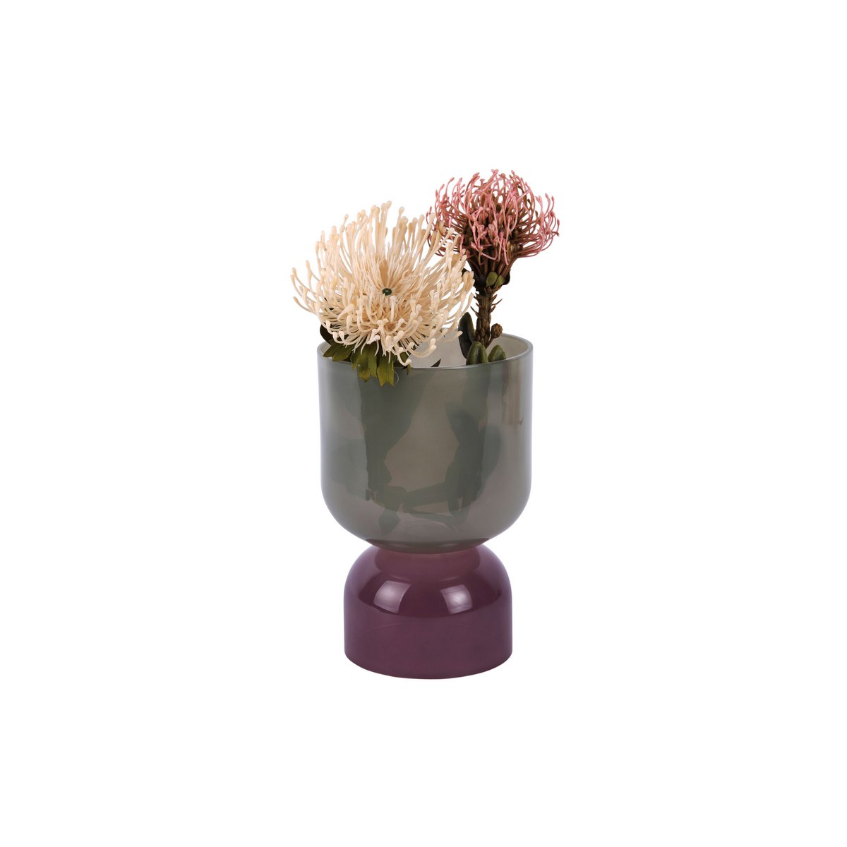 Vase gris élégant en verre, parfait pour décoration intérieure