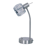 Lampe à table à LED "Josefa", lampe de table en métal et verre en optique en acier inoxydable, avec lampe filamentaire de version E14 incluse, léger pour le salon, salle à manger, couloir ou couloir 34,5 x 17,5 cm