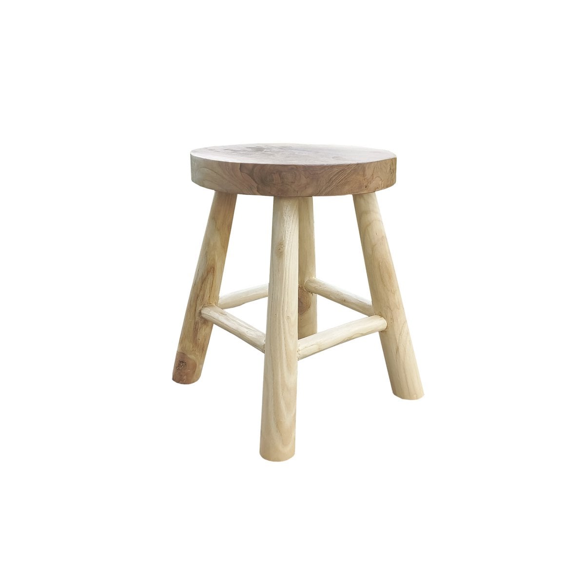Tabouret en teck naturel avec grain unique et design élégant
