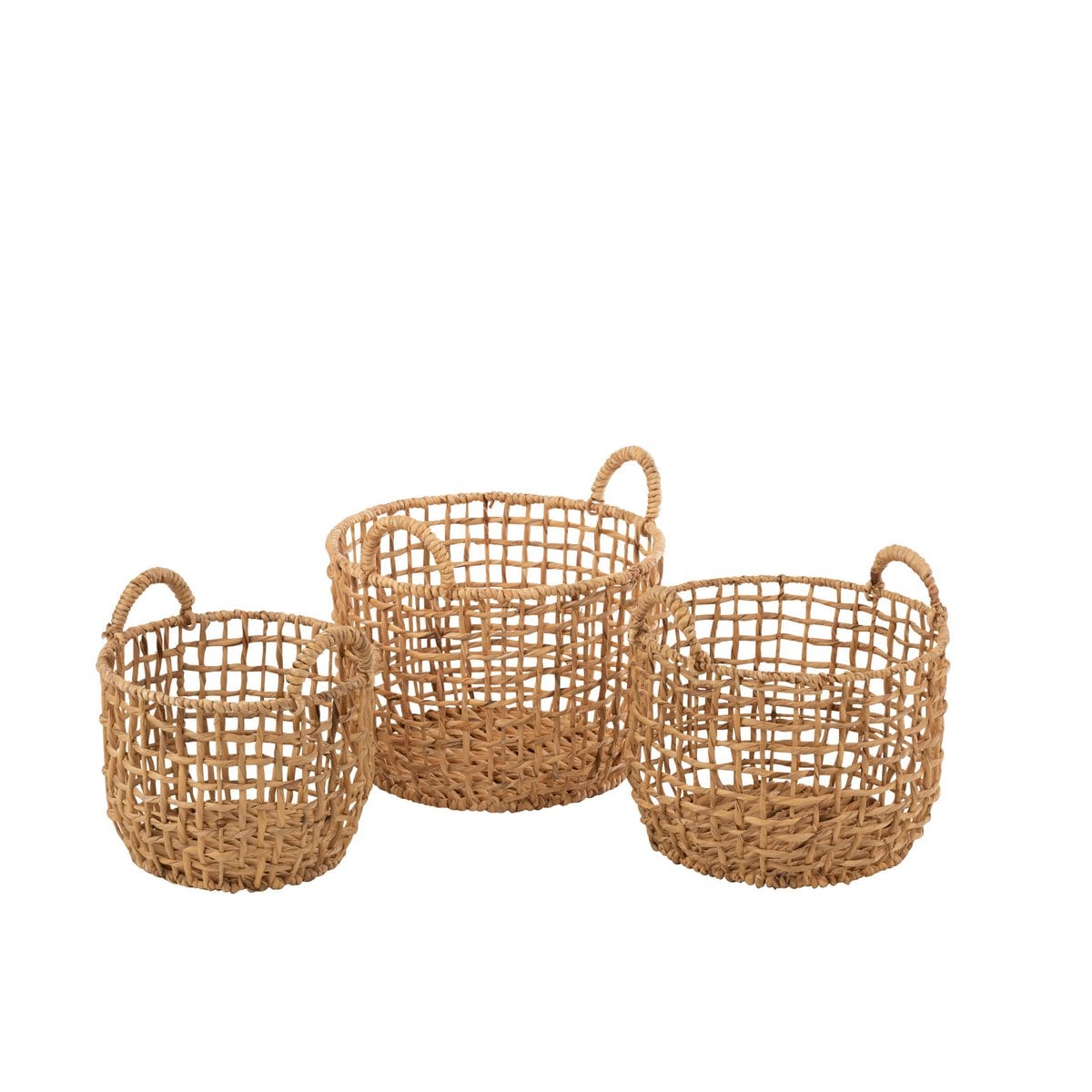 Paniers ronds en rotin naturel, détail du tressage