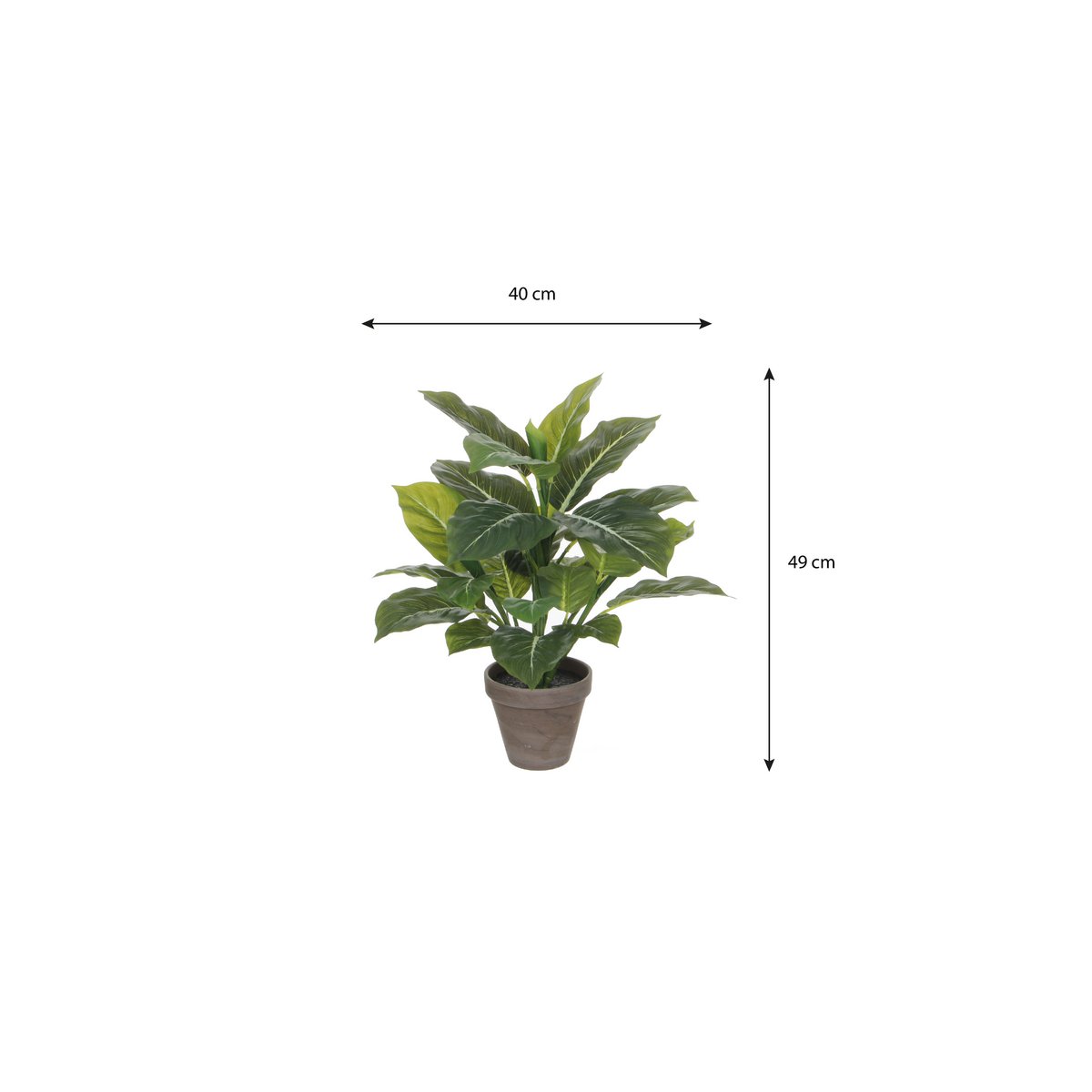 Vue rapprochée de la plante artificielle Evergreen dans son pot
