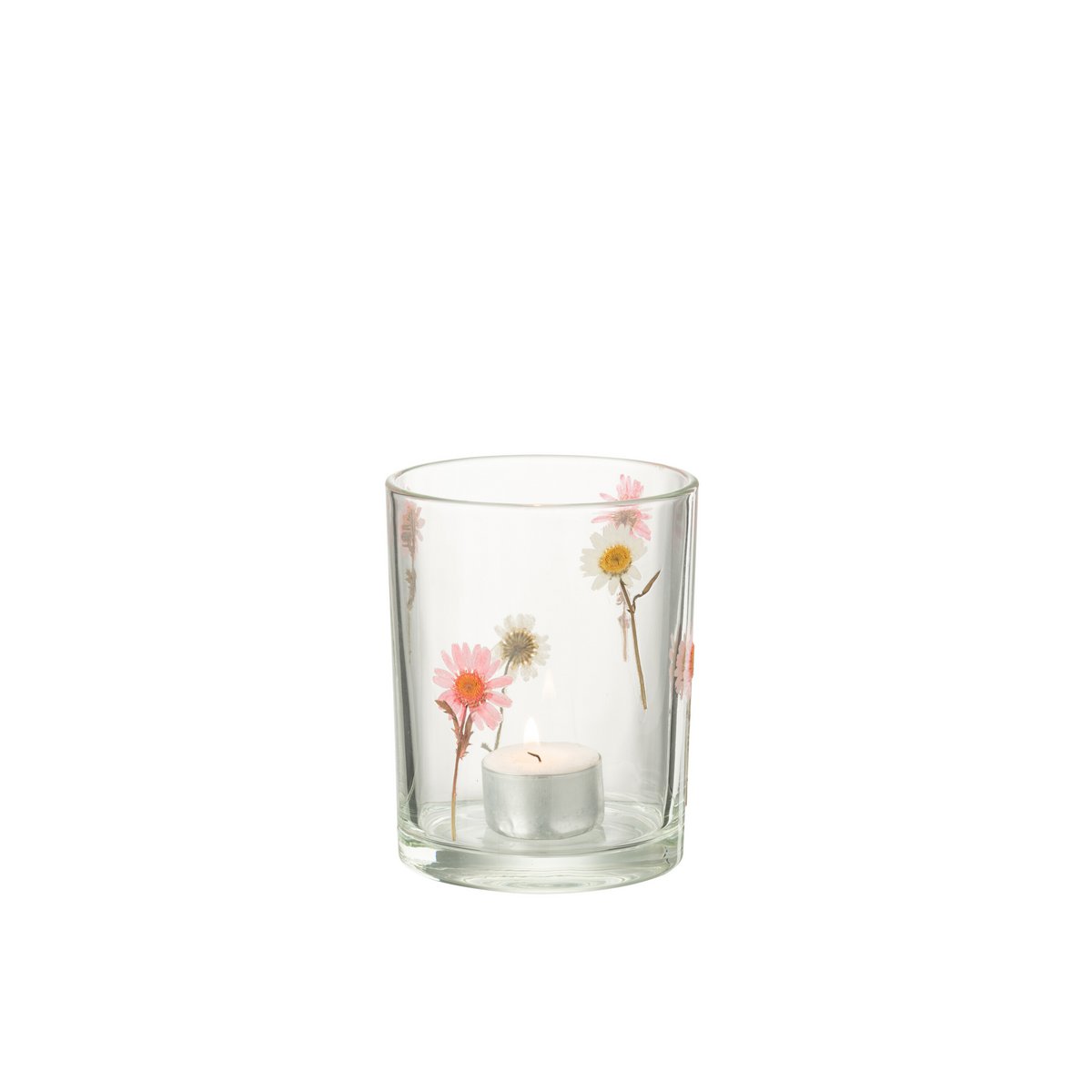 Détails de la lanterne Peggy Fleurs, en verre multicolore