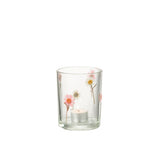 Détails de la lanterne Peggy Fleurs, en verre multicolore