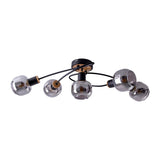5 plafonds "Fumoso", plafond en métal et verre en noir, avec douille E14, pour salle à manger, salon, hall ou bureau, plafond 65,6 x 25,5 cm