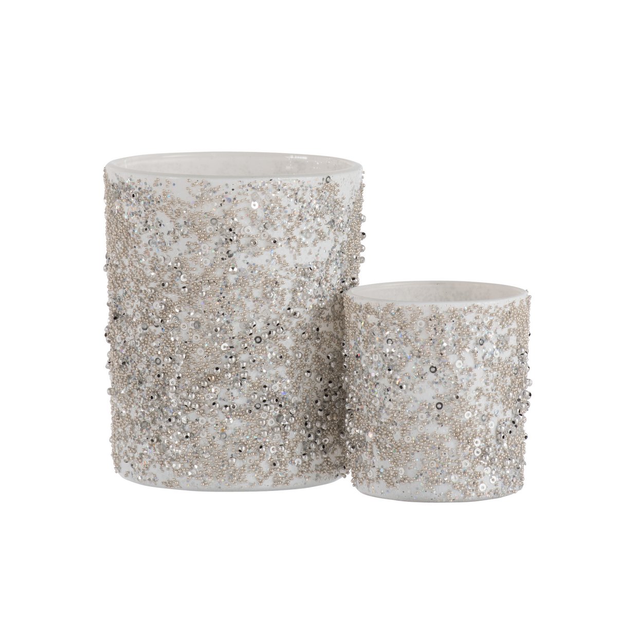 Photophore J-Line Pearls avec bougie allumée, ambiance lumineuse