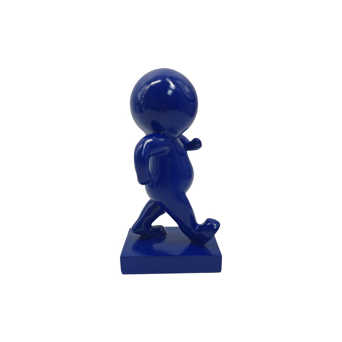 Statue Amigo Marchant bleu en polyresine, vue de profil