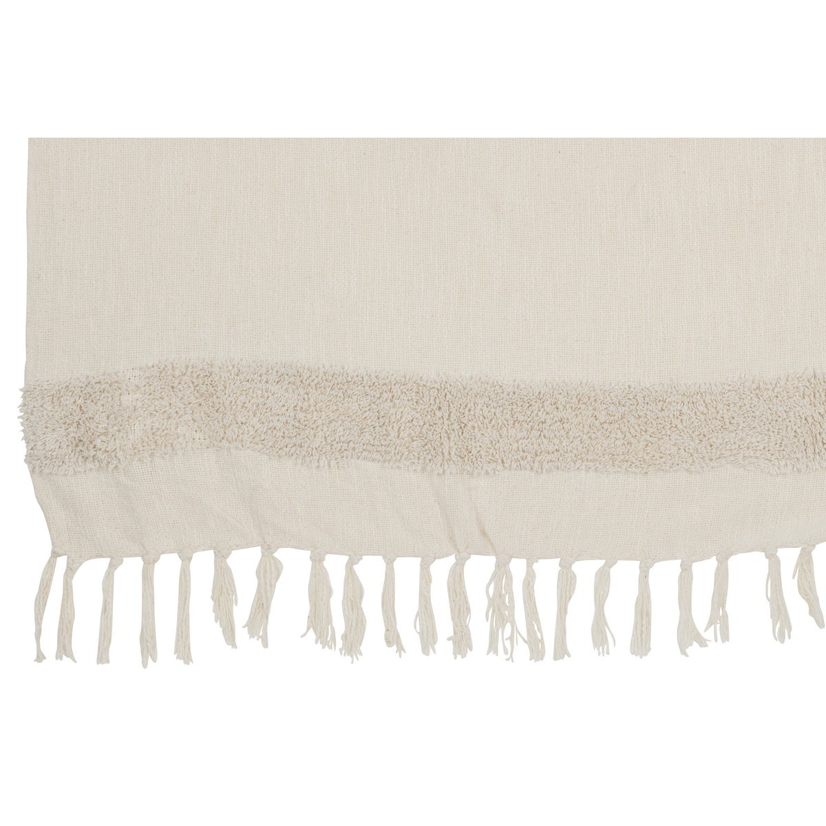 Détail des franges du plaid J-Line en coton