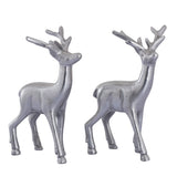 Figure décorative Cerf 2 Set Table Décoration Animal Figure Metal Christmas Decoration Silver O.