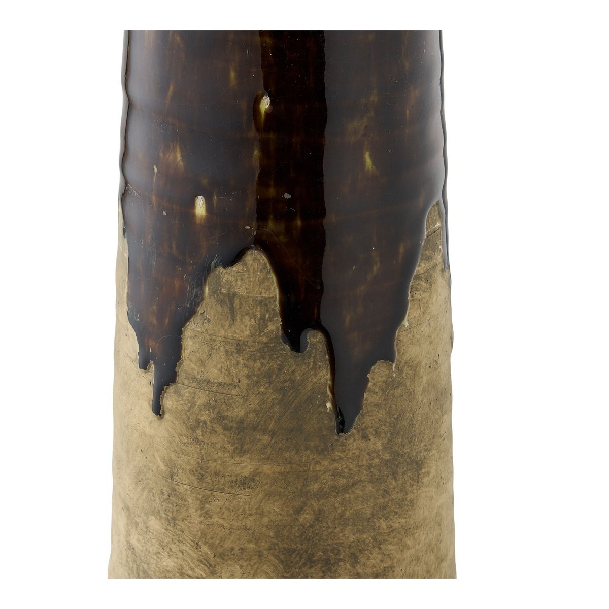 Vase en céramique marron, détail du motif