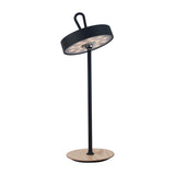 Lampe de table de batterie LED magnétique pour l'extérieur et à l'intérieur, en métal et en plastique en noir, 36 cm de haut