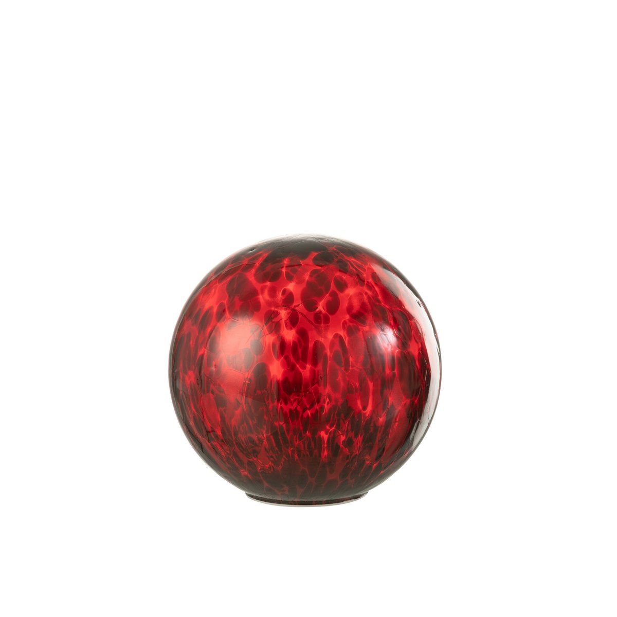 Boule décorative rouge et noir de J-Line, mise en scène sur une table