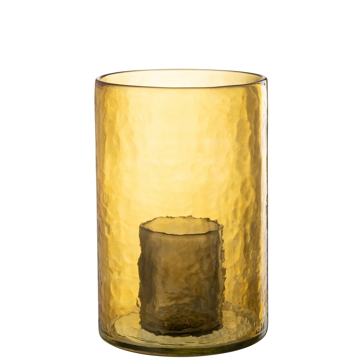Détails de la lanterne J-Line en verre jaune - design élégant