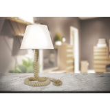 Lampe de table avec "corde" de soufflerie de texte, lampe de table en métal, plastique, jute et textile en blanc, avec version E14, pour le salon, couloir ou bureau, 40 cm de haut