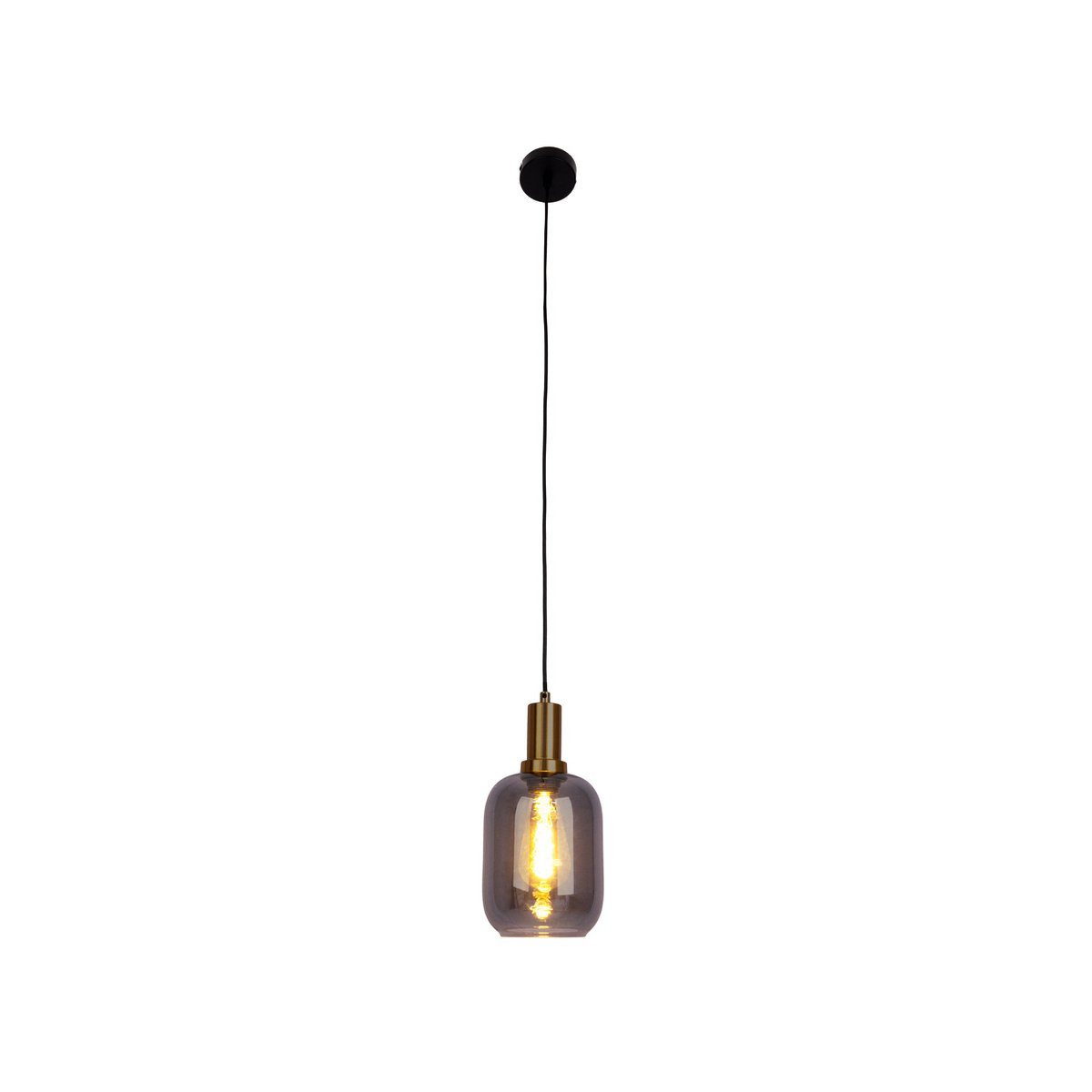 Lampe à 1 pendentif "Fumo", lampe à pendentif en métal et en verre en noir, avec une douille E14, pour salle à manger, salon, couloir ou bureau, lampe suspendue 150 x 20 cm