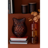 Hibou en verre marron rouille J-Line - détail du plumage