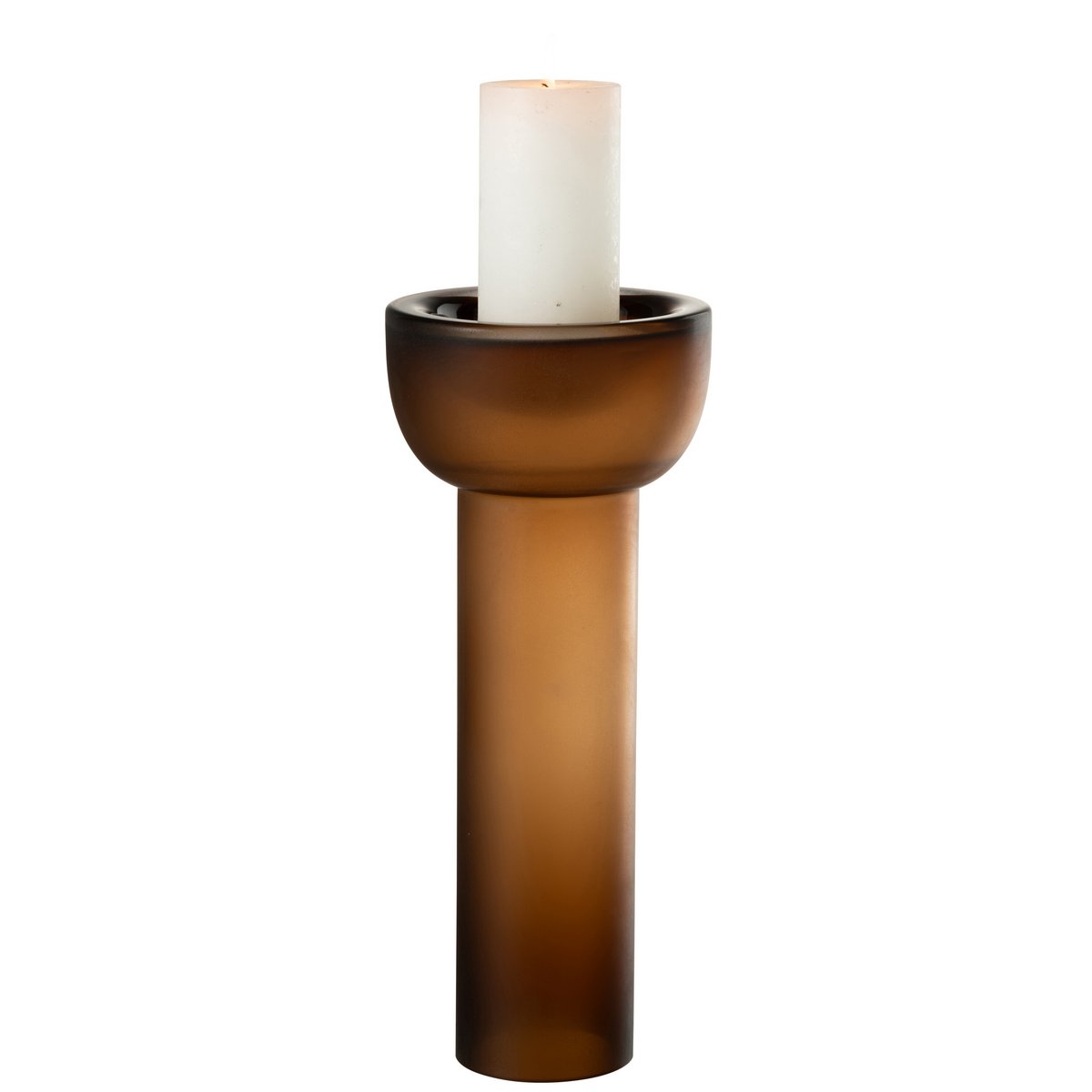 Détail du vase Yoko, finition en verre marron