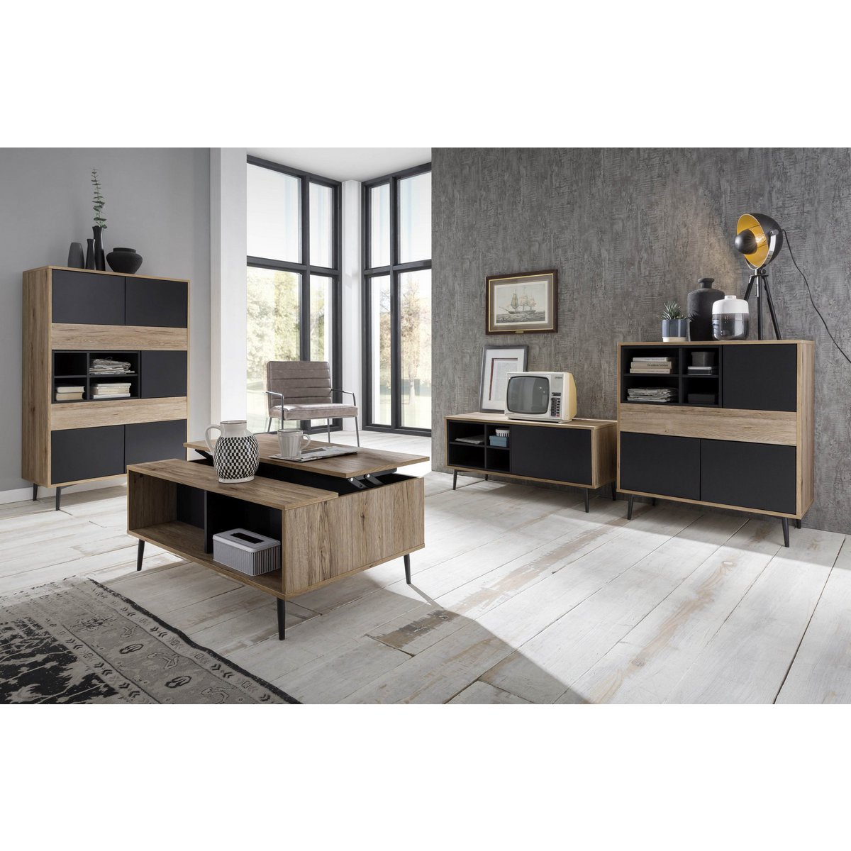 Finition noire élégante de la commode