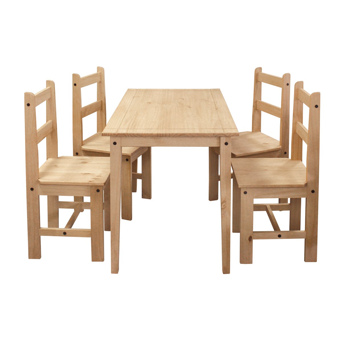 Ensemble salle à manger Moebilia avec table en bois de pin et quatre chaises
