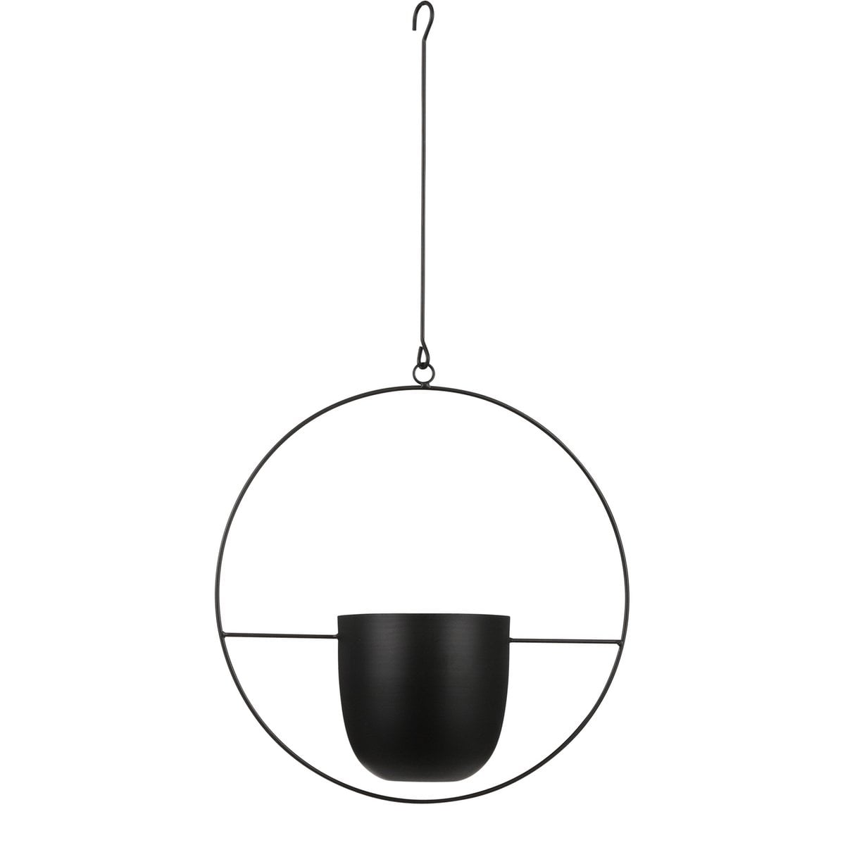 Pot suspendu Dexter Noir avec plante verte, design moderne