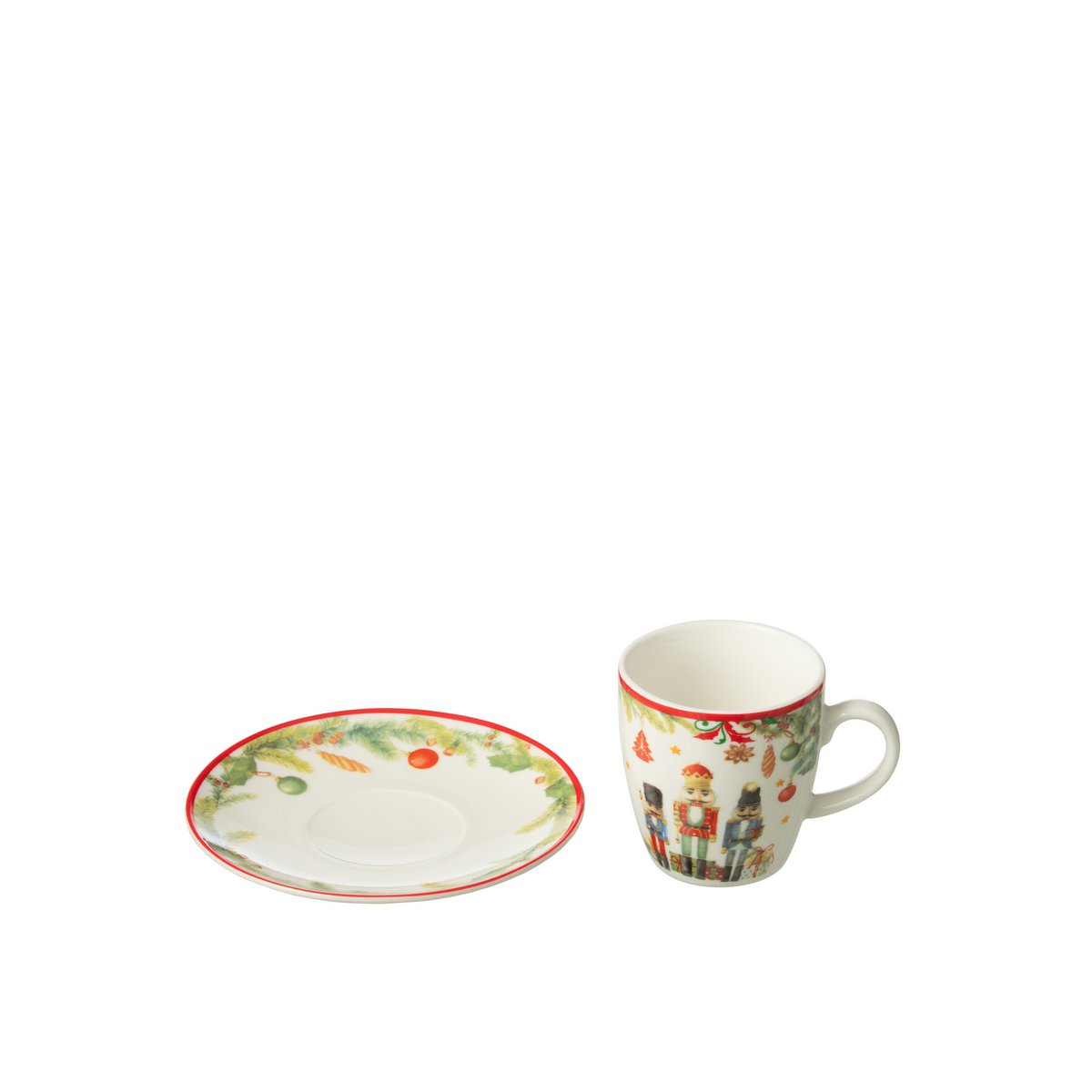 Coffret J-Line avec assiette casse-noisette en céramique blanche, vue d'ensemble