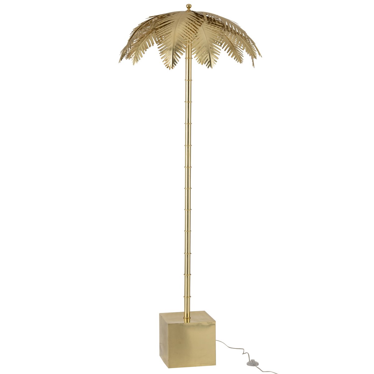Lampe sur pied Feuilles de Coco dorée, mise en situation dans un salon