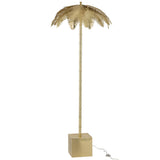 Lampe sur pied Feuilles de Coco dorée, mise en situation dans un salon