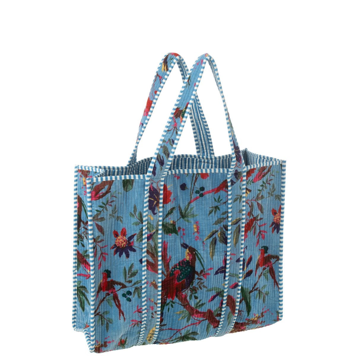 Sac d'oiseaux J-line en velours floral bleu, vue de face