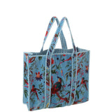 Sac d'oiseaux J-line en velours floral bleu, vue de face
