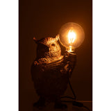 Lampe de table J-Line Owl - polyrésine - marron