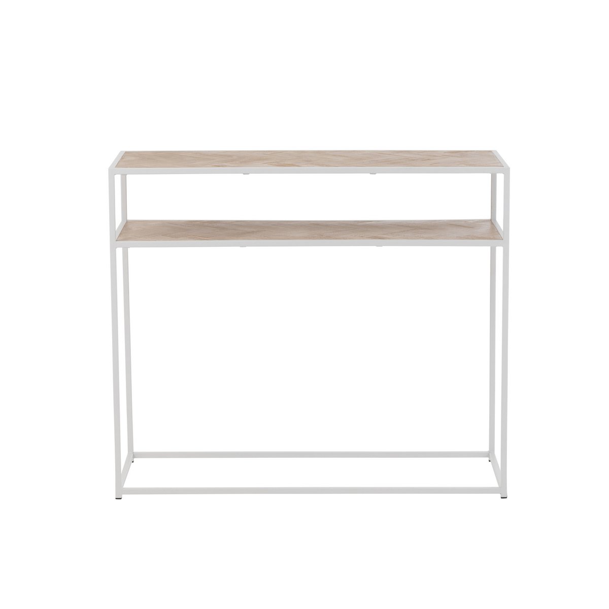 Console Zigzag J-Line en bois naturel et métal blanc, vue de face