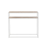 Console Zigzag J-Line en bois naturel et métal blanc, vue de face