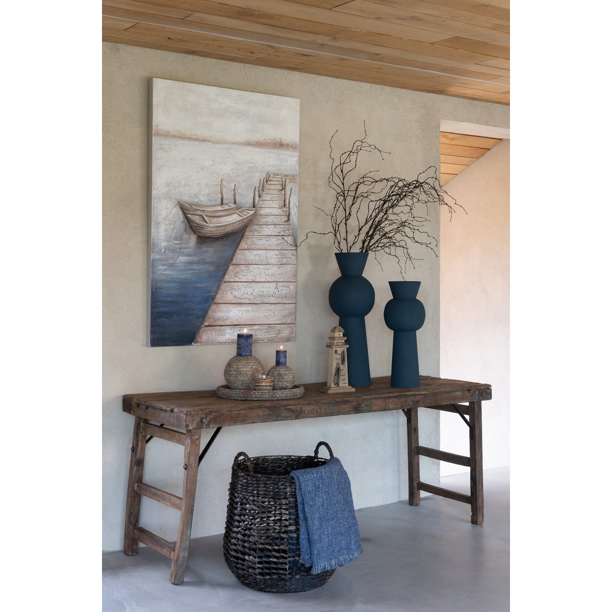 Console J-Line Bois Vieilli Recyclé Marron - Vue rapprochée