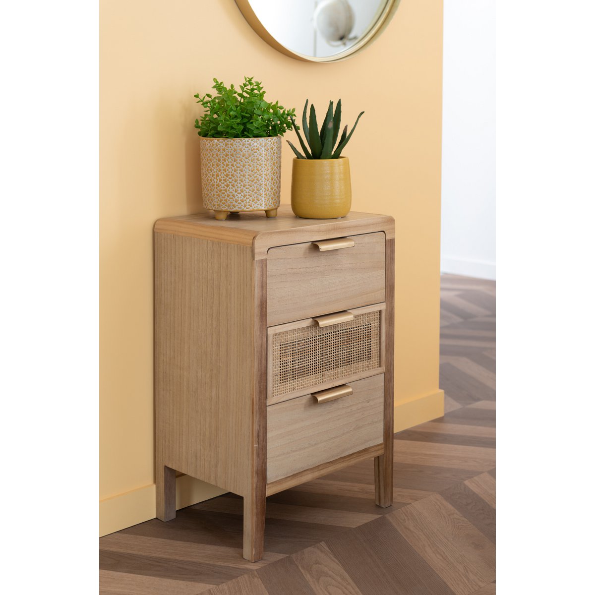 Pot de fleurs J-Line ocre, détail du motif en céramique
