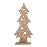 Decole en bois LED "sapin" grand, en bois naturel avec LED fixes, décoration de Noël pour l'extérieur