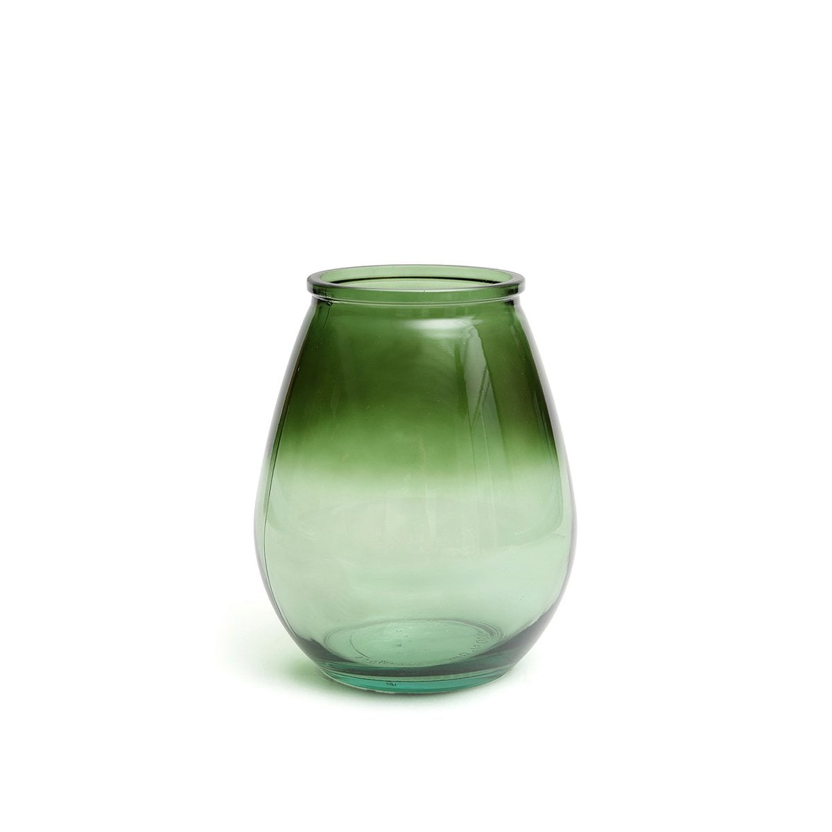 Vase Qiezi vert en verre recyclé avec lignes épurées