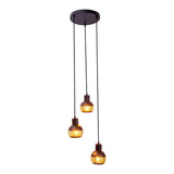 Lampe suspendue légère à 3 places "Casco" en métal en noir et or, avec des versions E27. Éclairage élégant pour le salon, la salle à manger ou la cuisine.