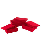 Boîte J-Line rectangulaire en velours rouge, vue de face