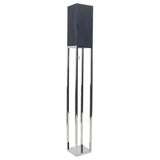 Lampe debout "Alfa", lampadaire moderne en métal et textile en chrome / gris foncé, avec une prise E27, 150,5 cm de haut, lampe chic pour le couloir, le salon et le bureau