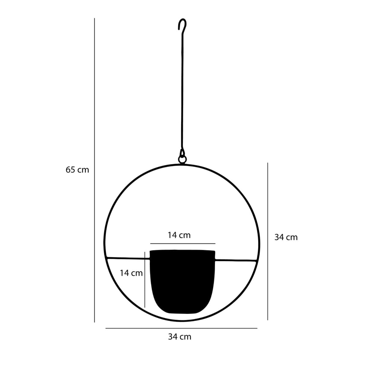 Détails du métal noir du pot suspendu Dexter