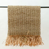 Tapis en jonc de mer à pompons 120x60 cm Tapis bohème tissé en jonc de mer BARA