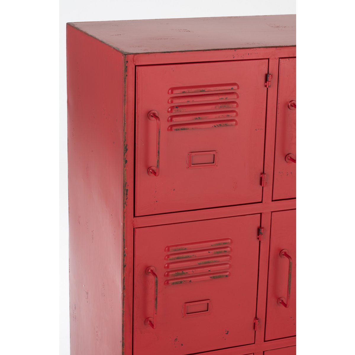 Armoire J-Line rouge avec tiroirs ouverts