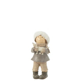 Figurine chien d'hiver J-Line en résine multicolore, décor intérieur