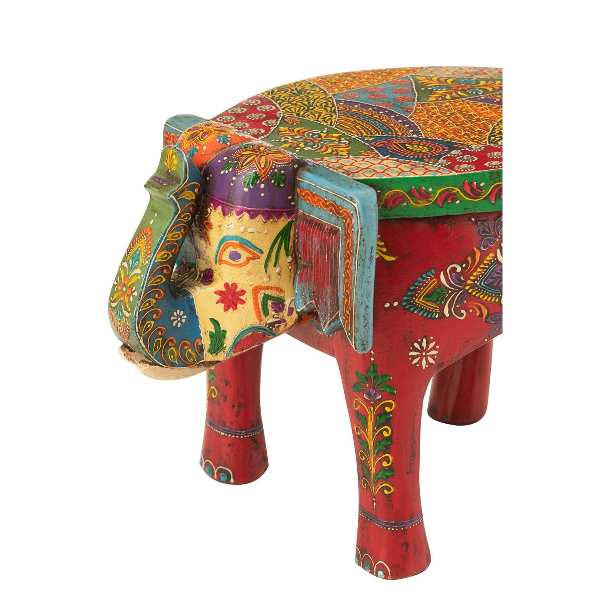 Vue latérale du tabouret J-Line Elephant en bois