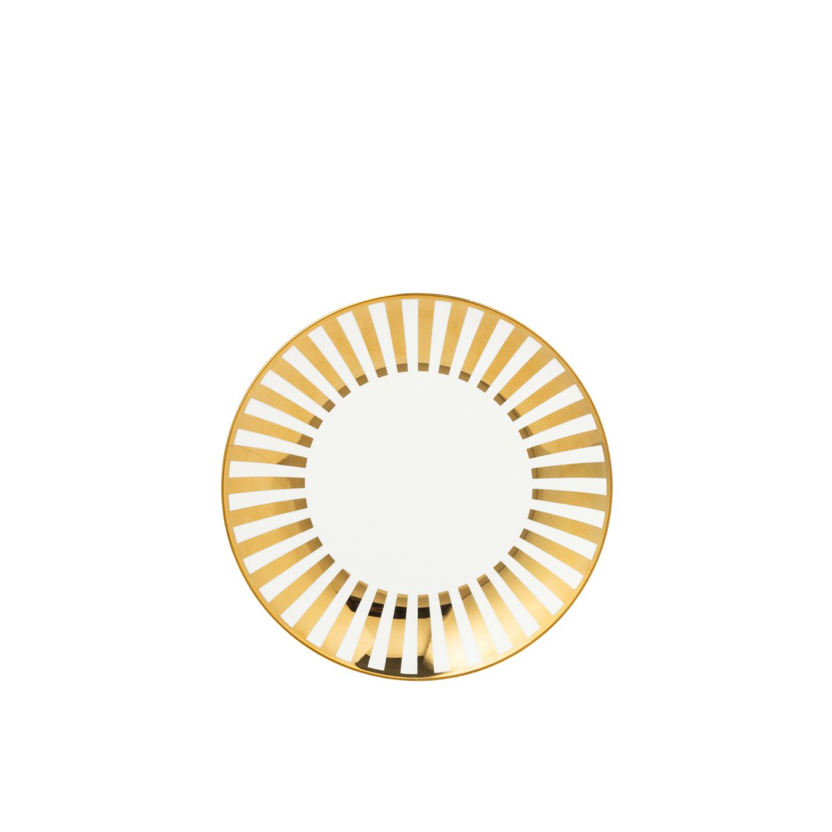 Assiette J-Line Stripe en porcelaine dorée avec motif élégant