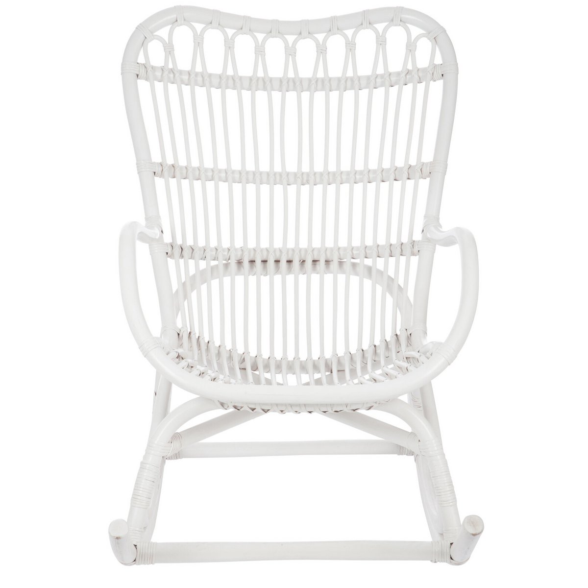 Tabouret à roulettes J-Line en rotin blanc, vue de face