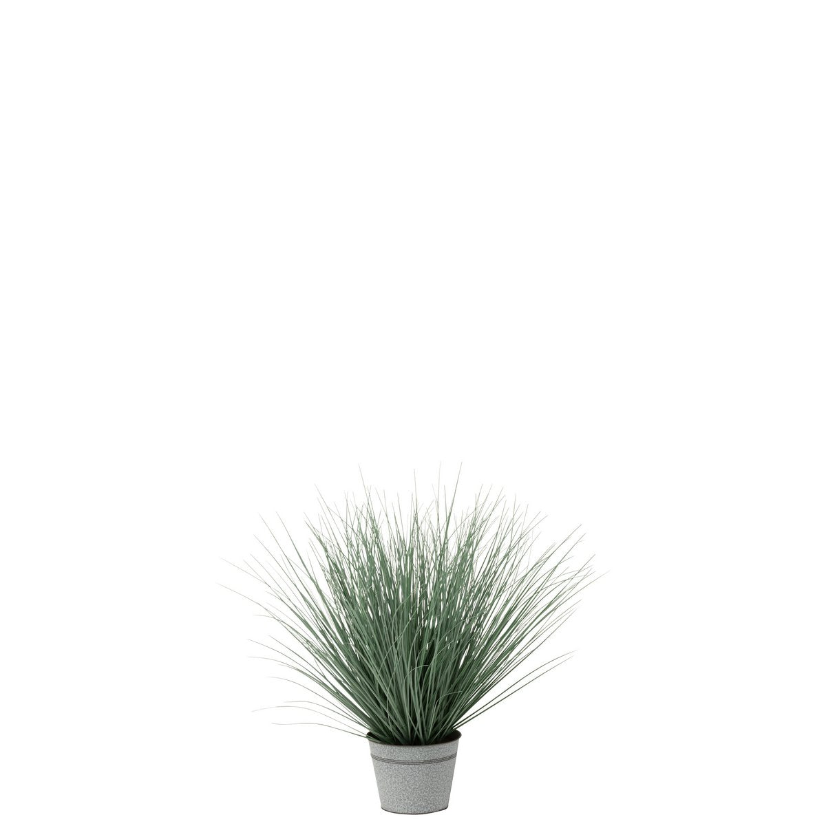 Plante artificielle J-Line en pot, détail des feuilles vertes et bleues