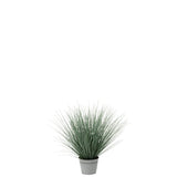 Plante artificielle J-Line en pot, détail des feuilles vertes et bleues
