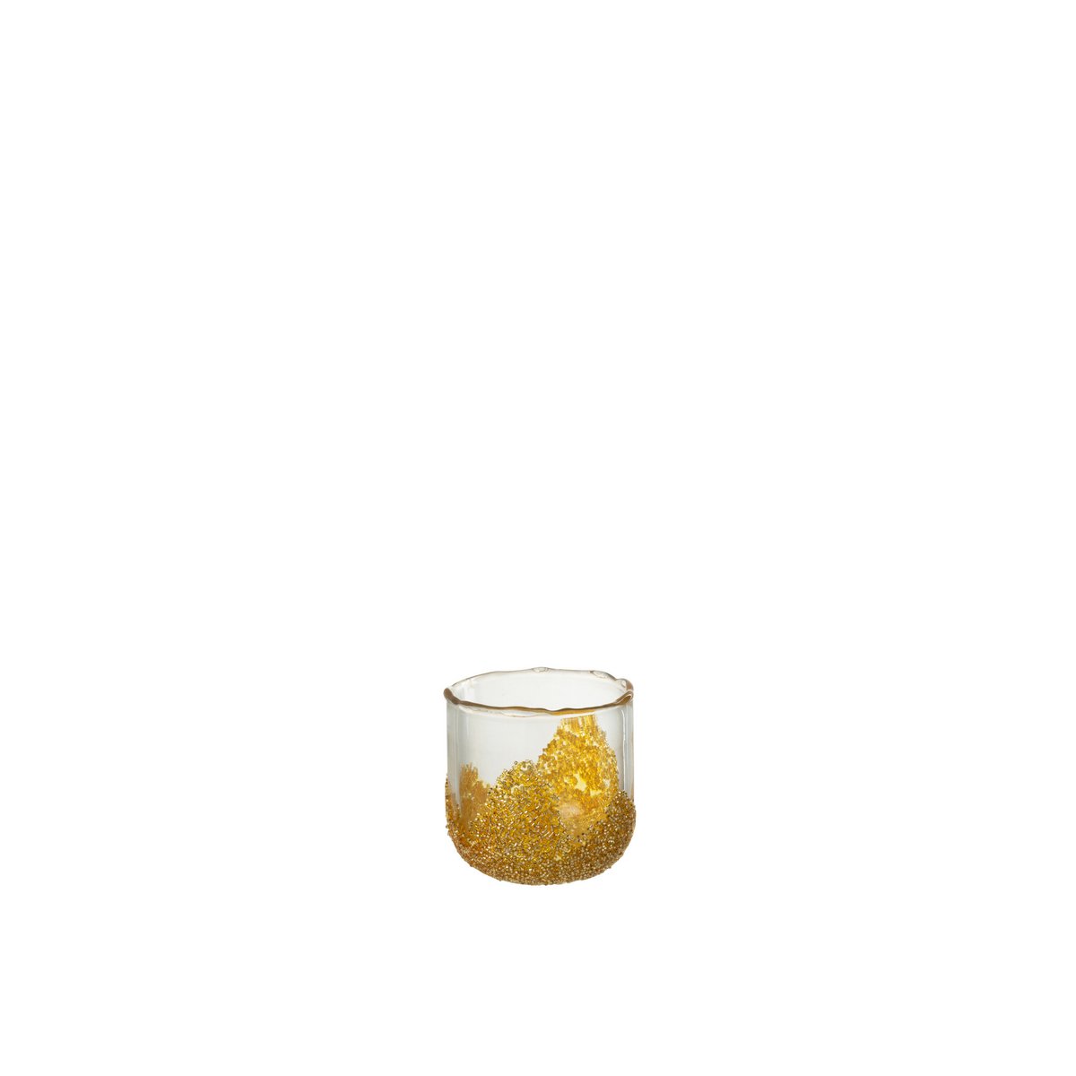 Bougeoir J-Line Strass en verre transparent et doré, vue de face