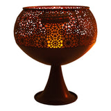 Lumière solaire décorative LED avec une base de 25 cm de haut, avec effet de flamme, pour l'extérieur, en métal et en plastique de couleur rouille, avec une LED fermement intégrée
